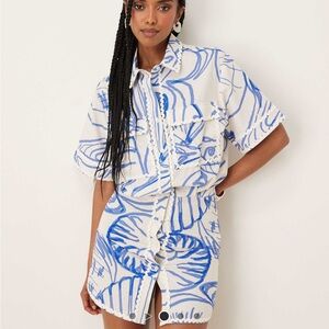 ASOS Blue and White Graphic Shirt